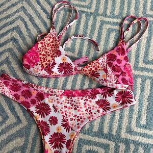 Kulani Kinis Floral Bikini in Pink and Red